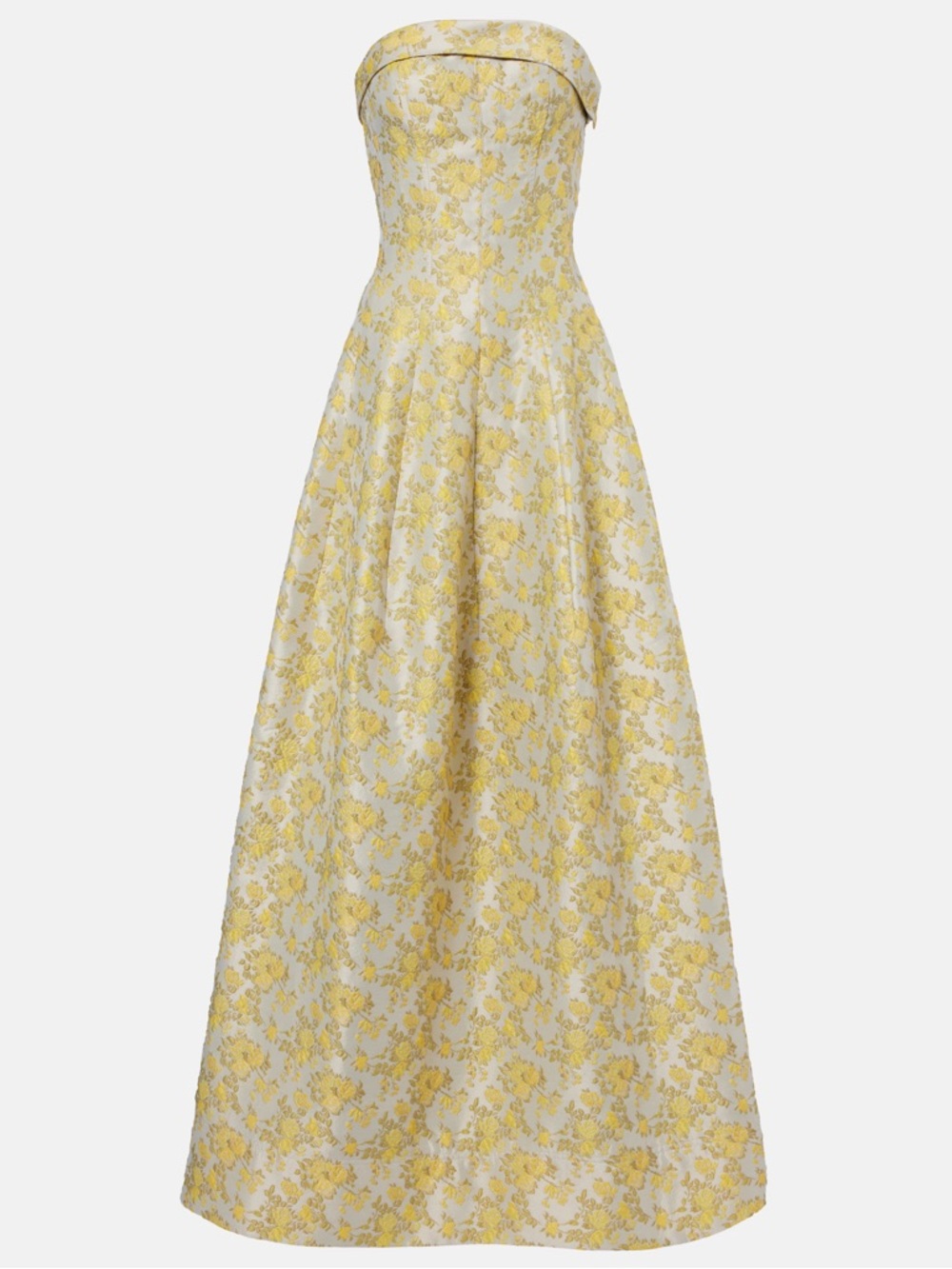 Simkhai Octavia Floral Jacquard Strapless Gown
